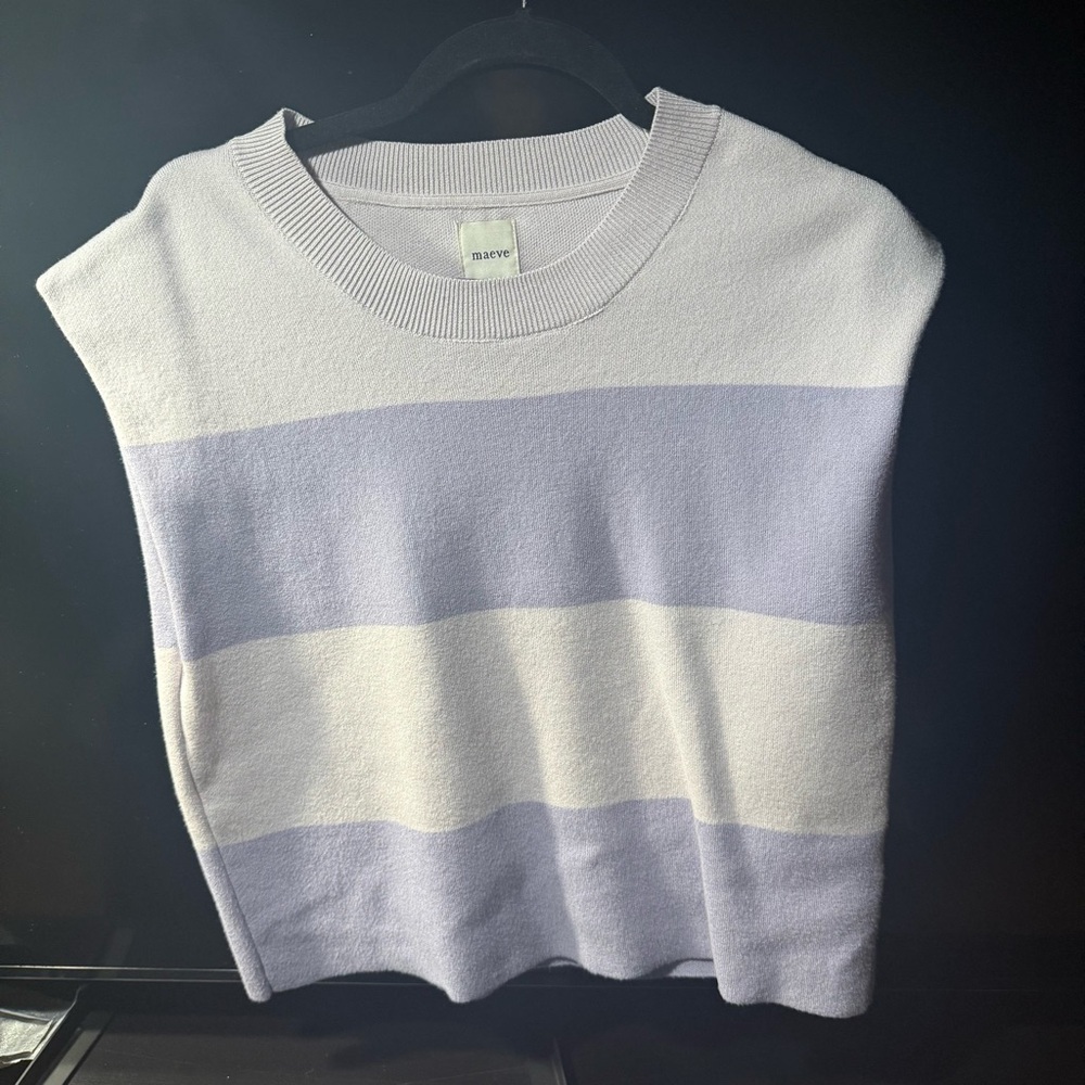 The Noah Muscle Tank Sweater By Maeve Lavender Stripe S View 3